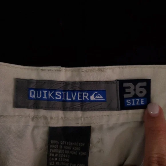 Quiksilver Khaki Baggy Patch Mens Cargo Size Pants 36 x 30 Vtg Y2K 90s 2000s